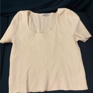Madewell Cream Ribbed Short Sleeve Top